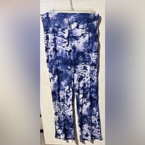Elegant Blue Tie-Dye Wide Leg Pants by Peace & Pearls Size-M